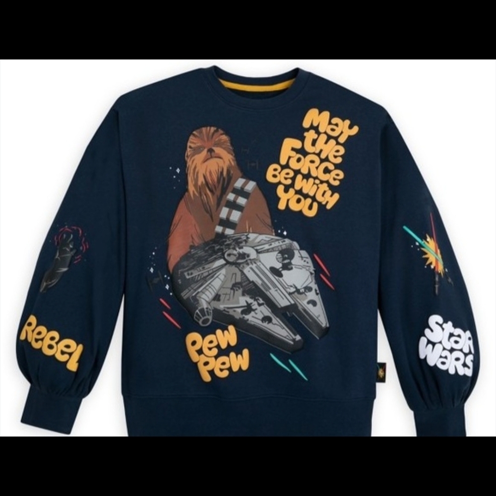 Disney Star Wars Navy Sweater with Chewbacca and Millennium Falcon
